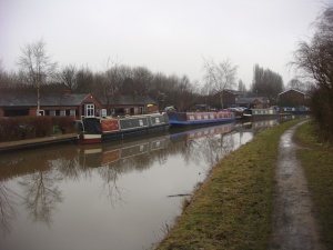 Canal boats moored at Sneyd Wharf