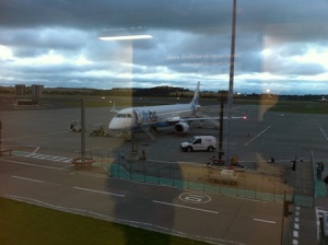 Arriving in Edinburgh - it's already dark at home by now!
